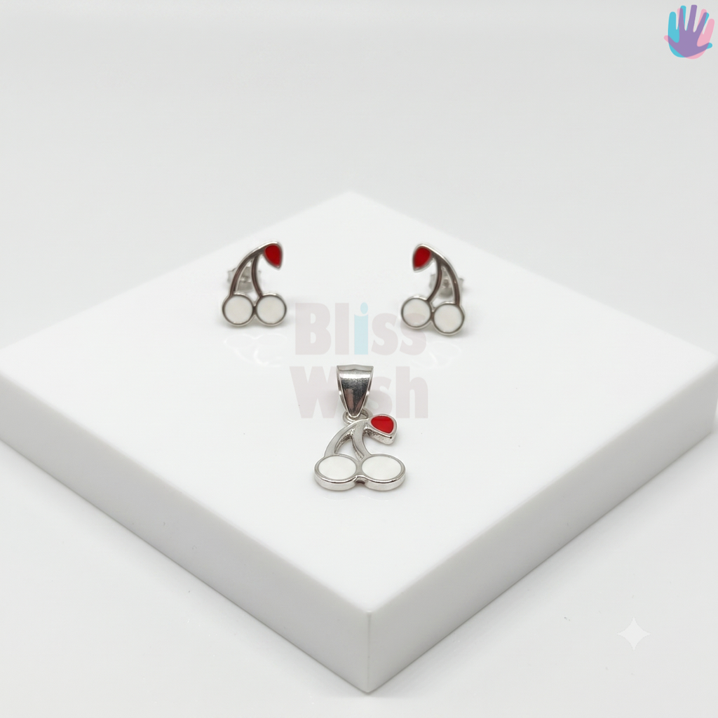 925 Sterling Silver Cherry without leaves Jewelry Combo | BlissWish