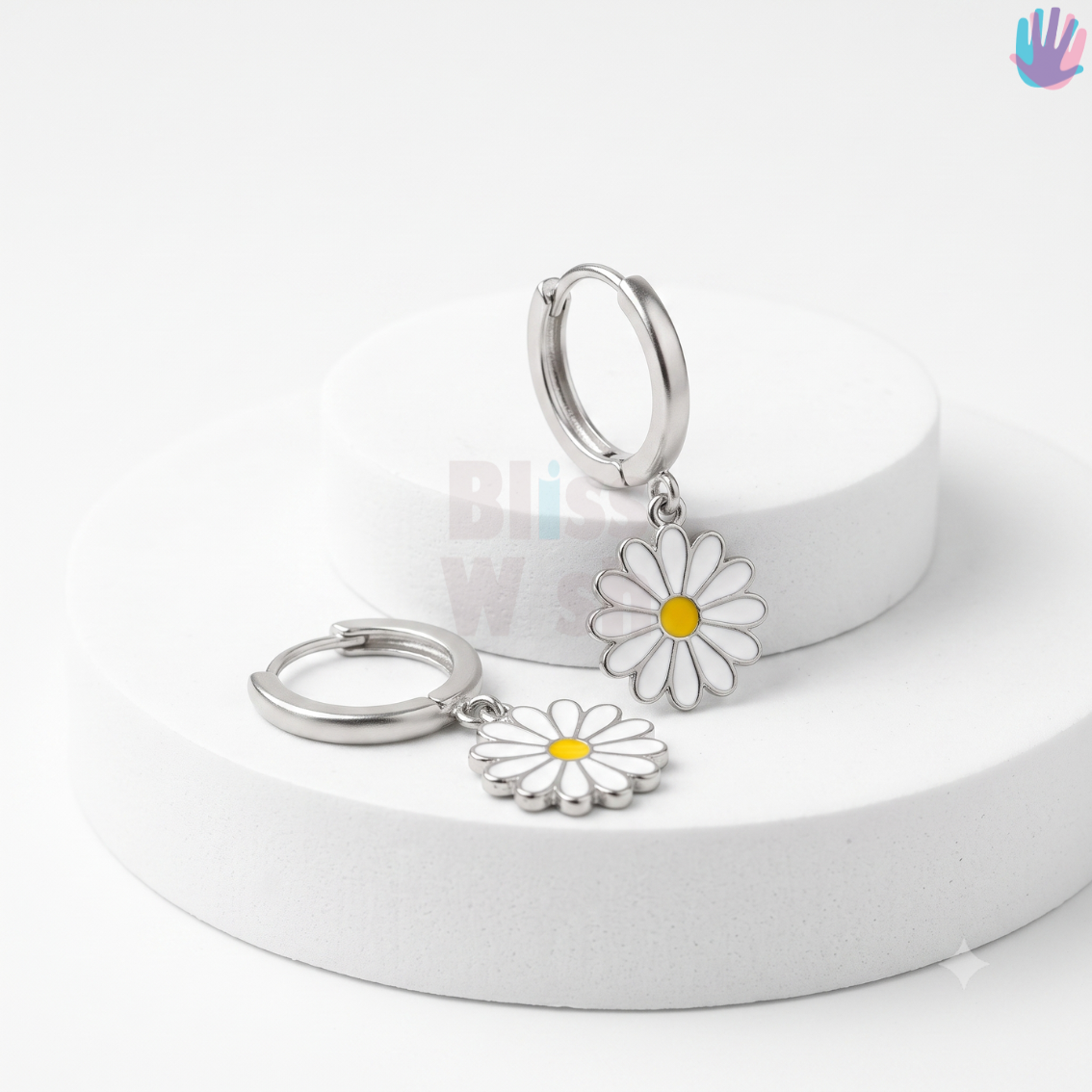 925 Sterling Silver Daisy Hoop Earrings | BlissWish