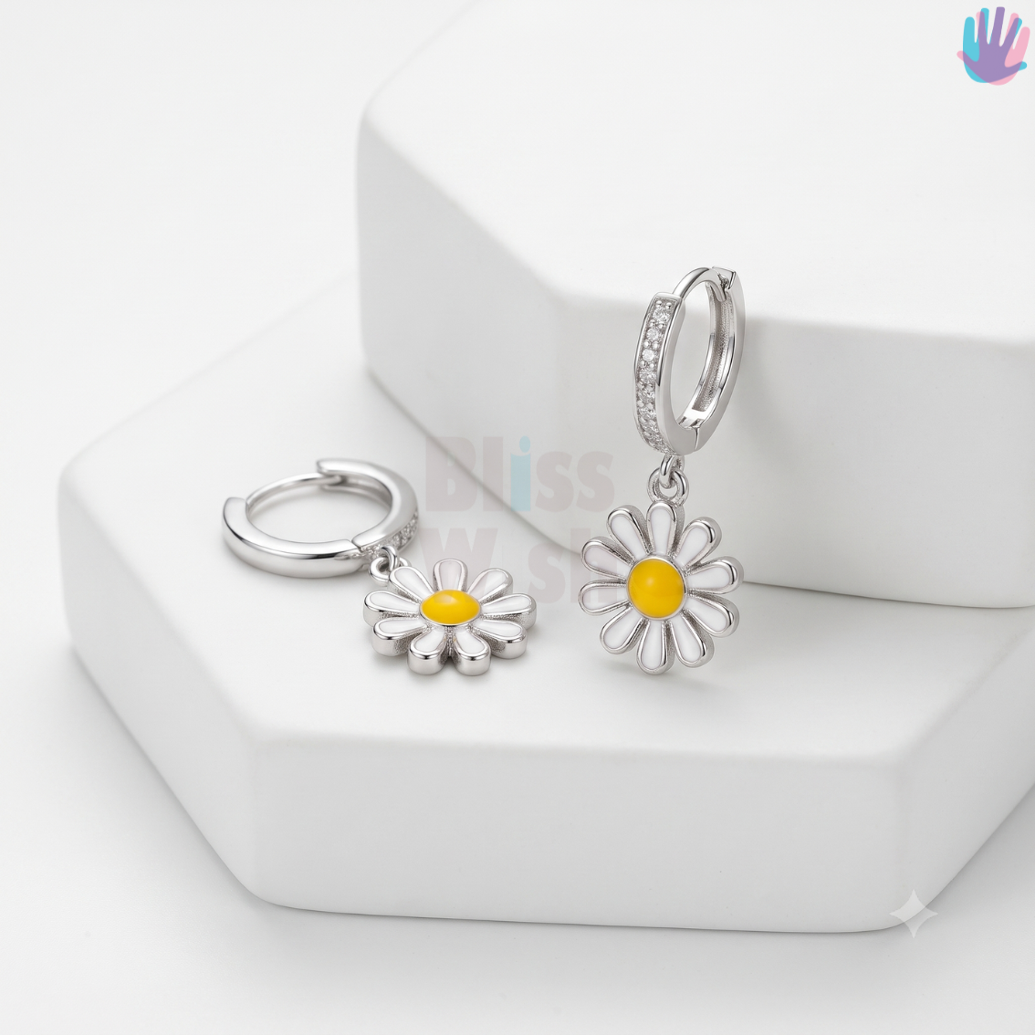 925 Sterling Silver Daisy Petals Hoop Earrings | BlissWish