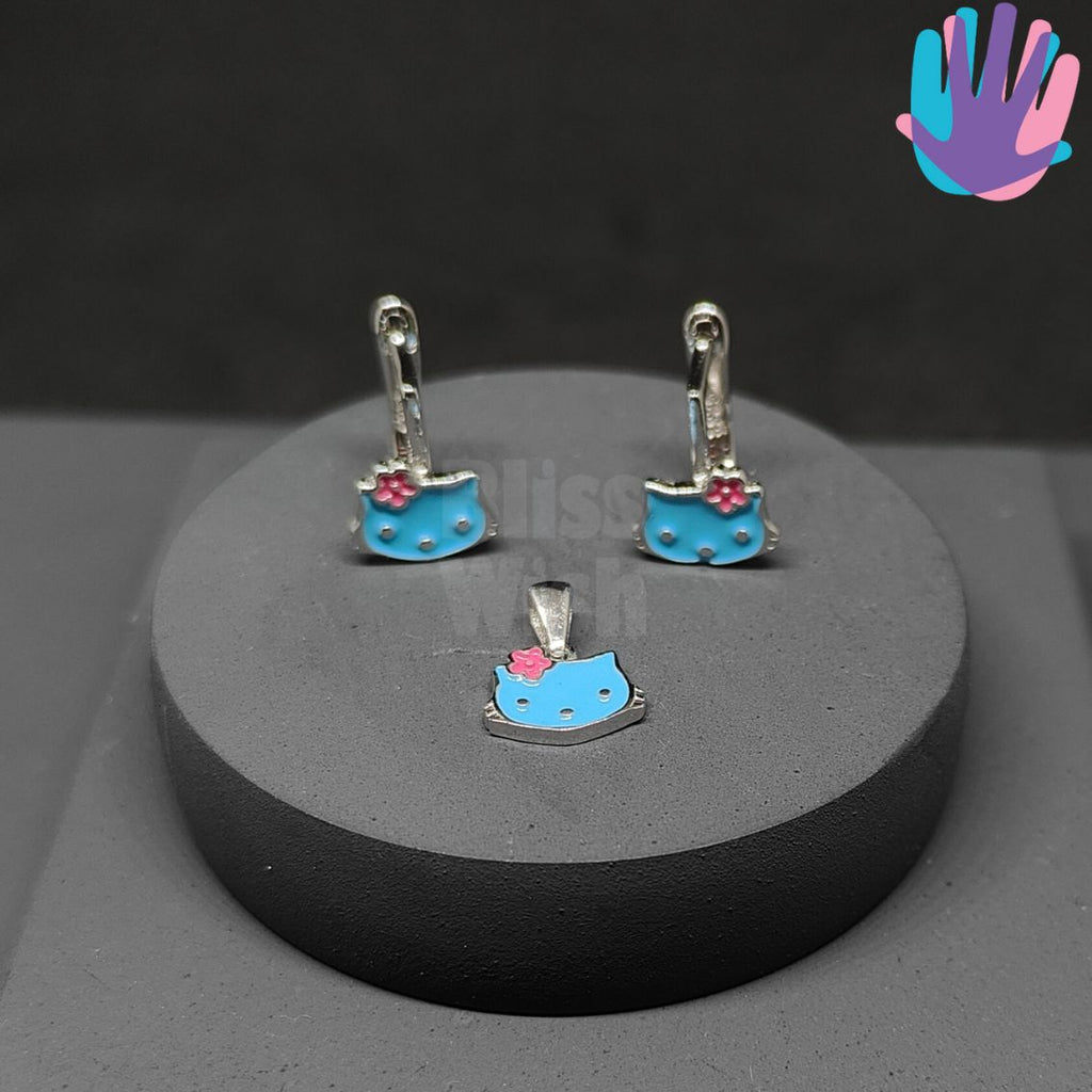 925 Sterling Silver Hello Kitty Kids Jewelry Set | BlissWish (Earrings, Bracelet, Ring, Pendant)