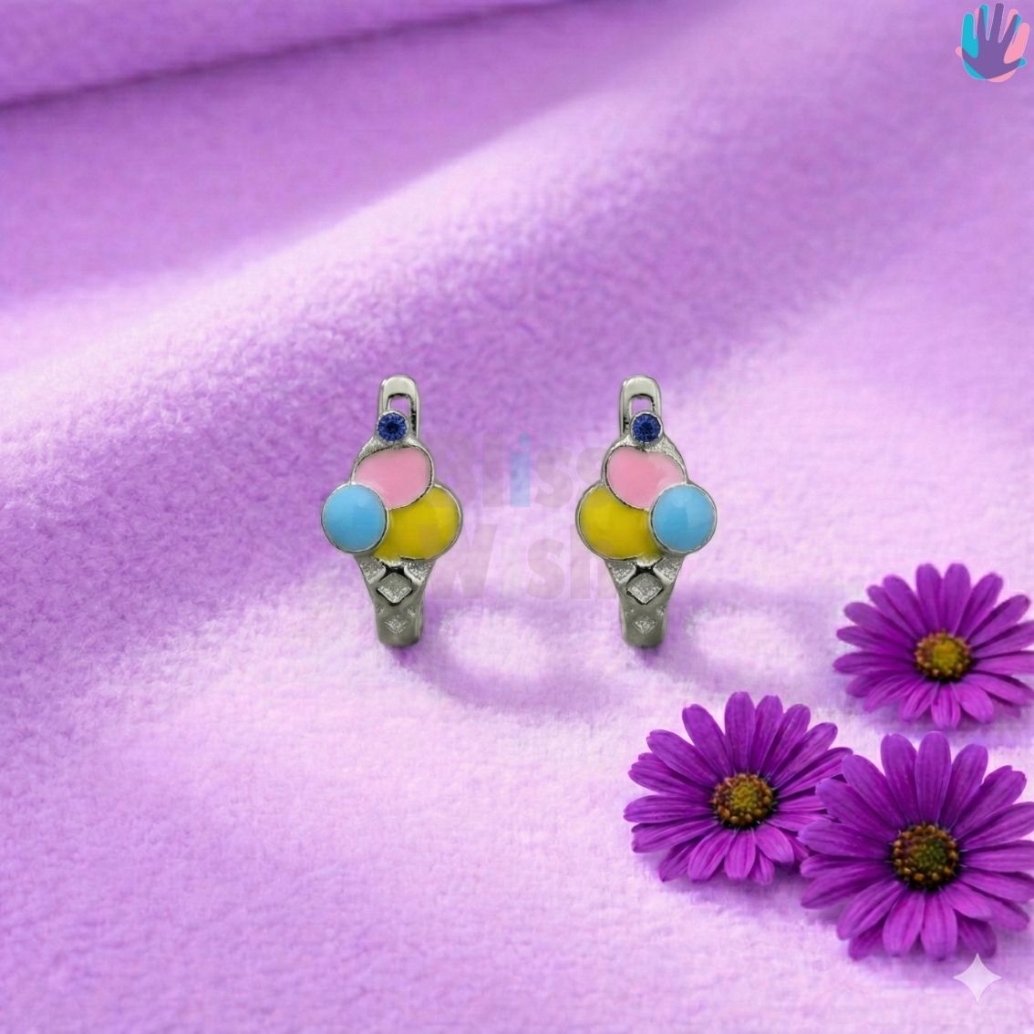 925 Sterling Silver Ice Cream Kids Latch Back (Bali) Earrings | BlissWish