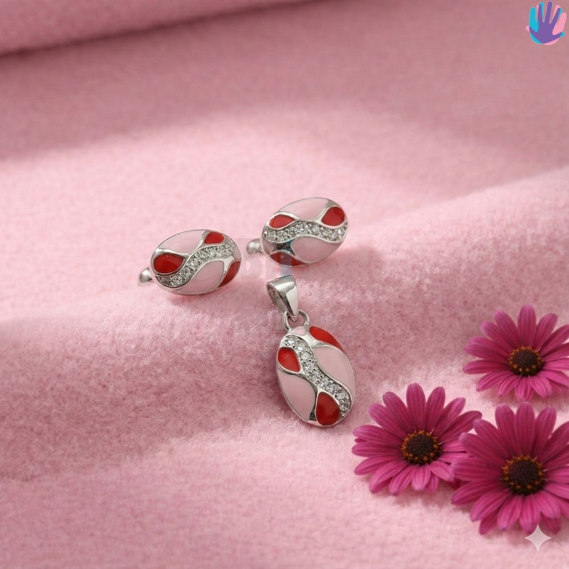 925 Sterling Silver Oval with Diamonds Kids Jewelry Combo | BlissWish