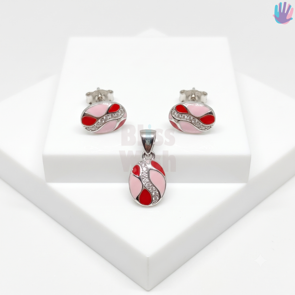 925 Sterling Silver Oval with Diamonds Jewelry Combo | BlissWish