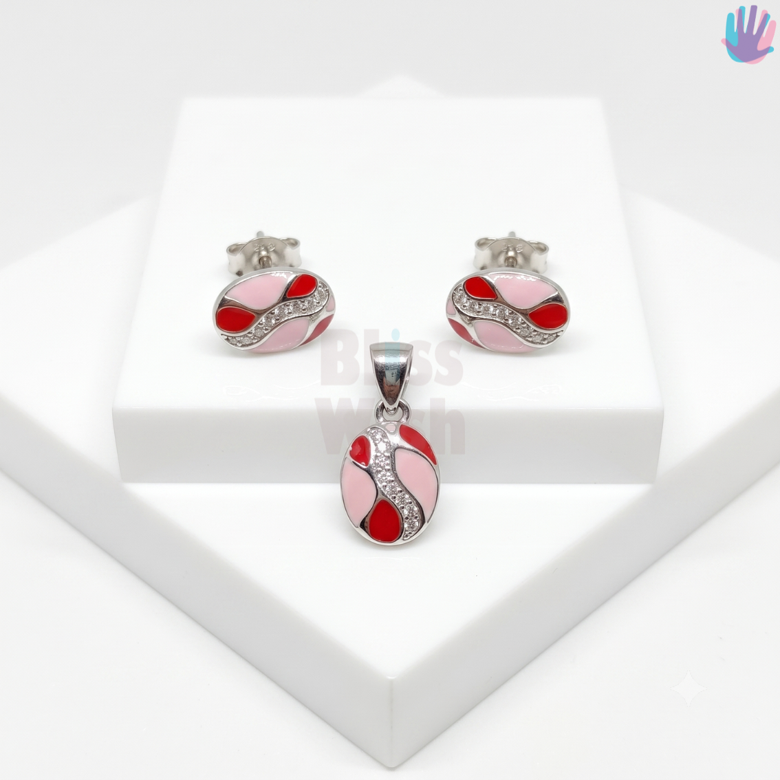 925 Sterling Silver Oval with Diamonds Jewelry Combo | BlissWish
