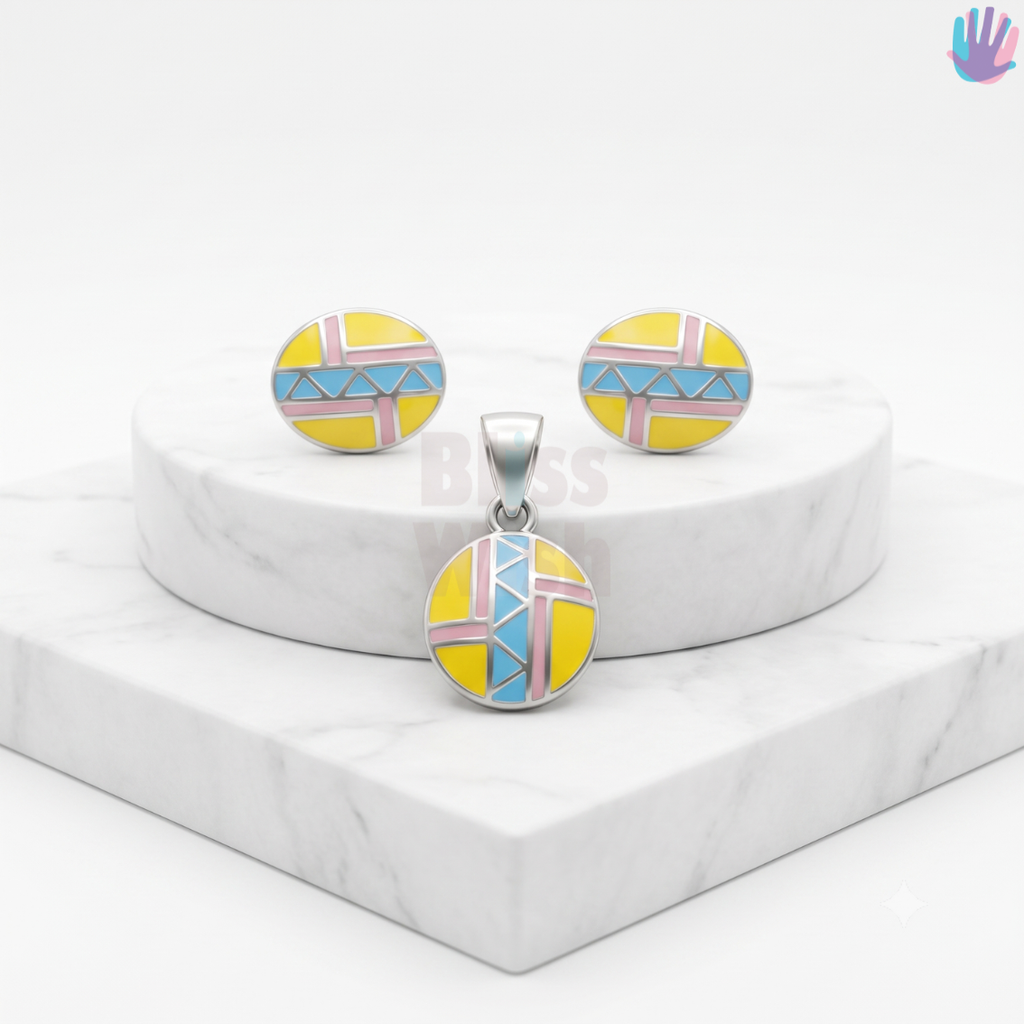 925 Sterling Silver Oval with Pattern Jewelry Combo | BlissWish
