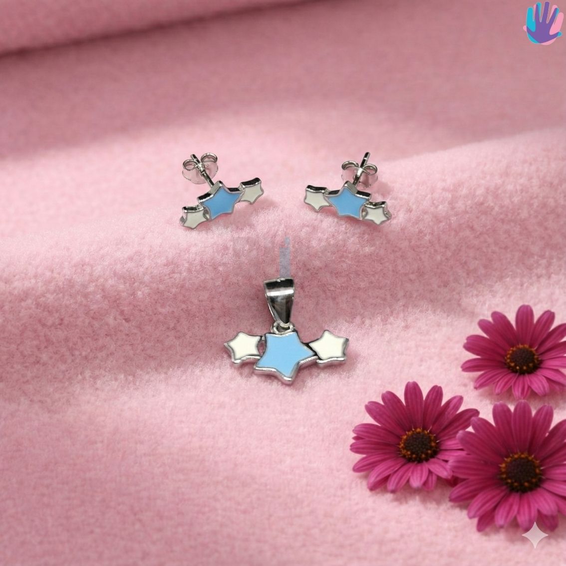 925 Sterling Silver Three Stars Kids Jewelry Combo | BlissWish