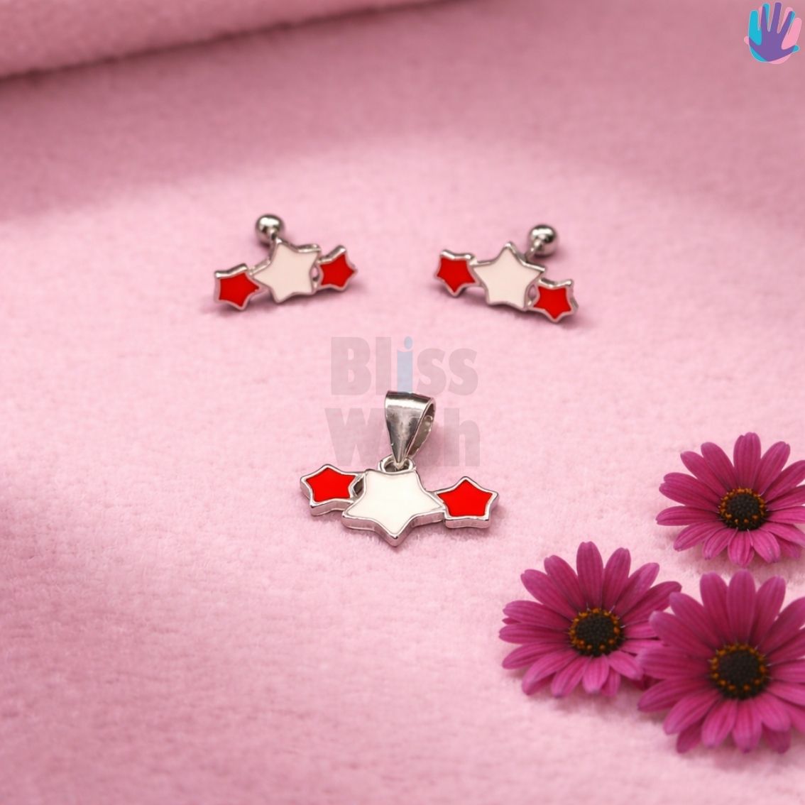 925 Sterling Silver Three Stars Kids Jewelry Combo | BlissWish