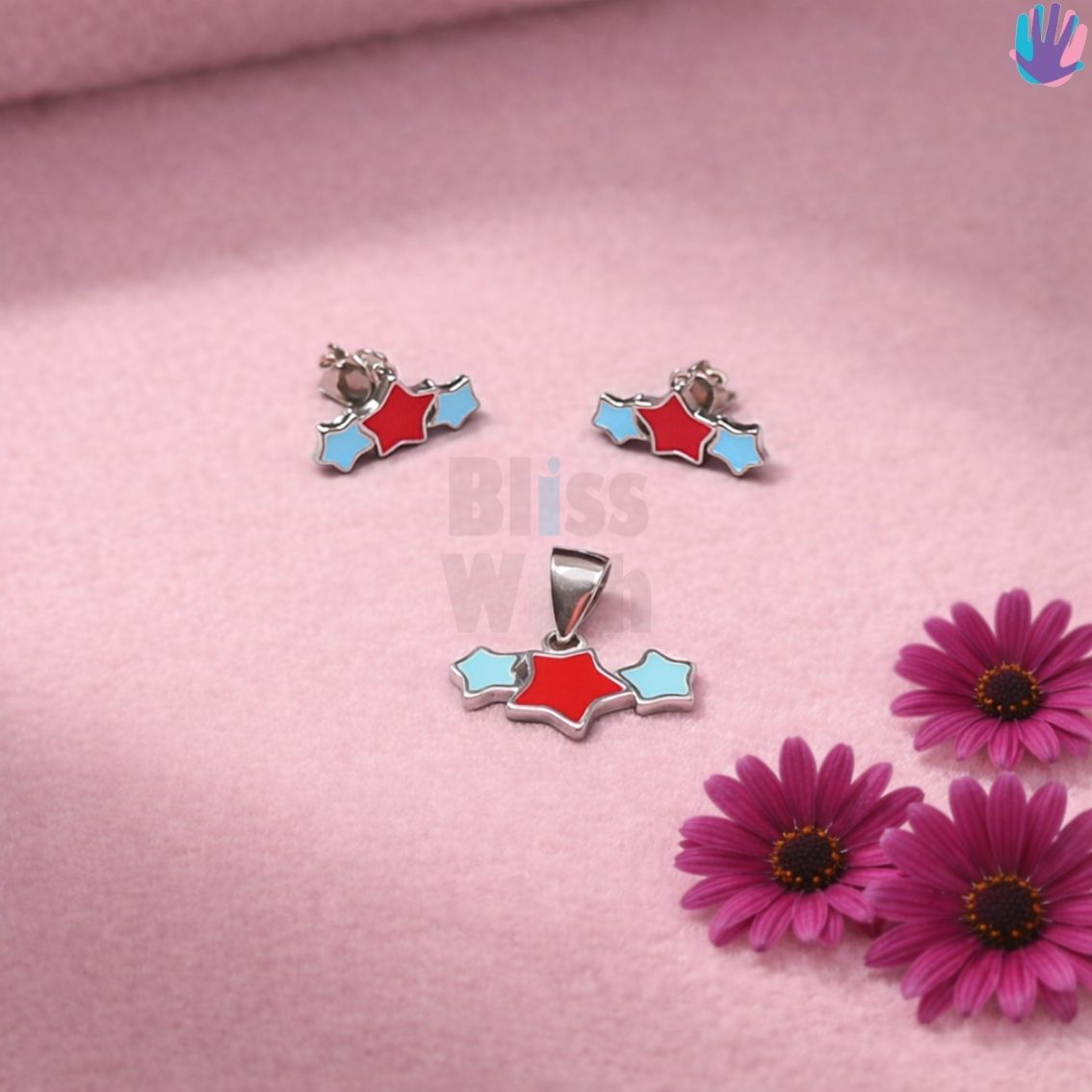 925 Sterling Silver Three Stars Kids Jewelry Combo | BlissWish