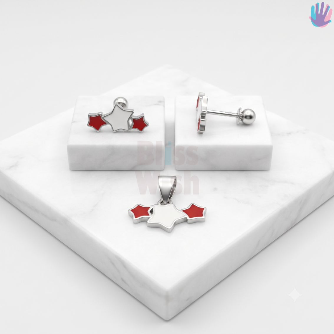 925 Sterling Silver Three Stars Jewelry Combo | BlissWish