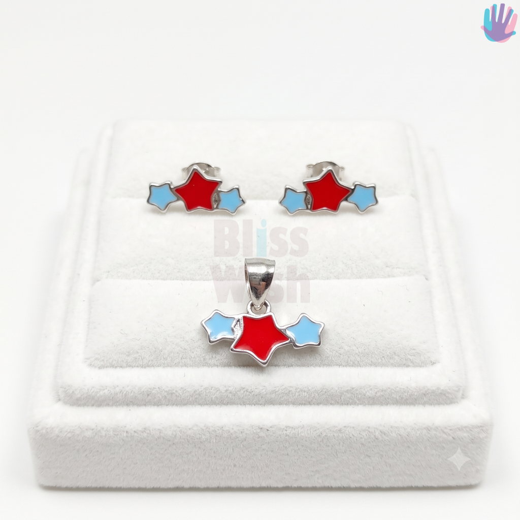 925 Sterling Silver Three Stars Jewelry Combo | BlissWish