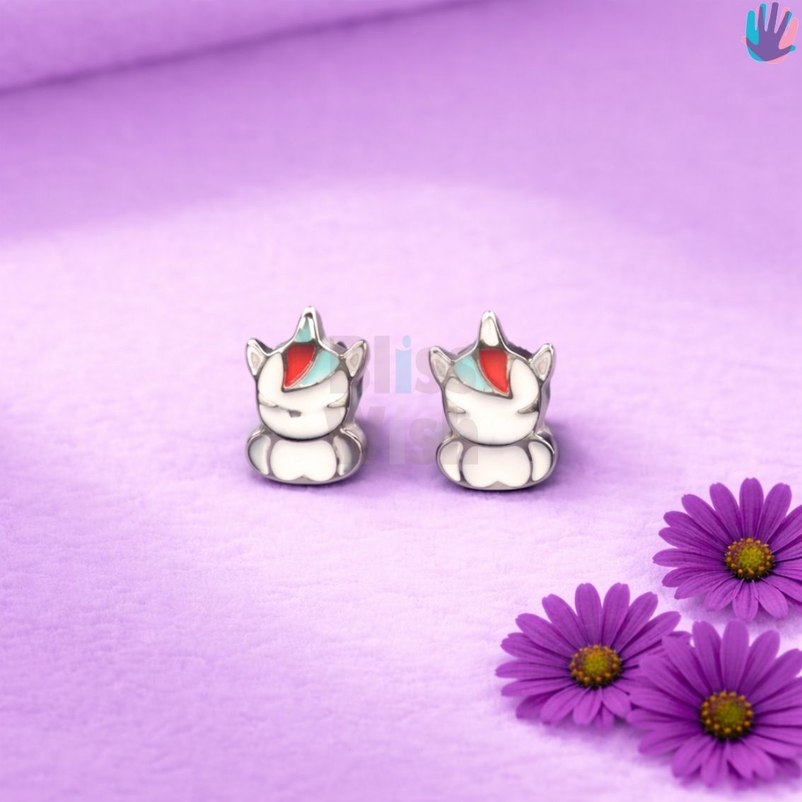 925 Sterling Silver Unicorn Kids Latch Back (Bali) Earrings | BlissWish