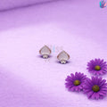 925 Sterling Silver White Spade Kids Ear Studs | BlissWish