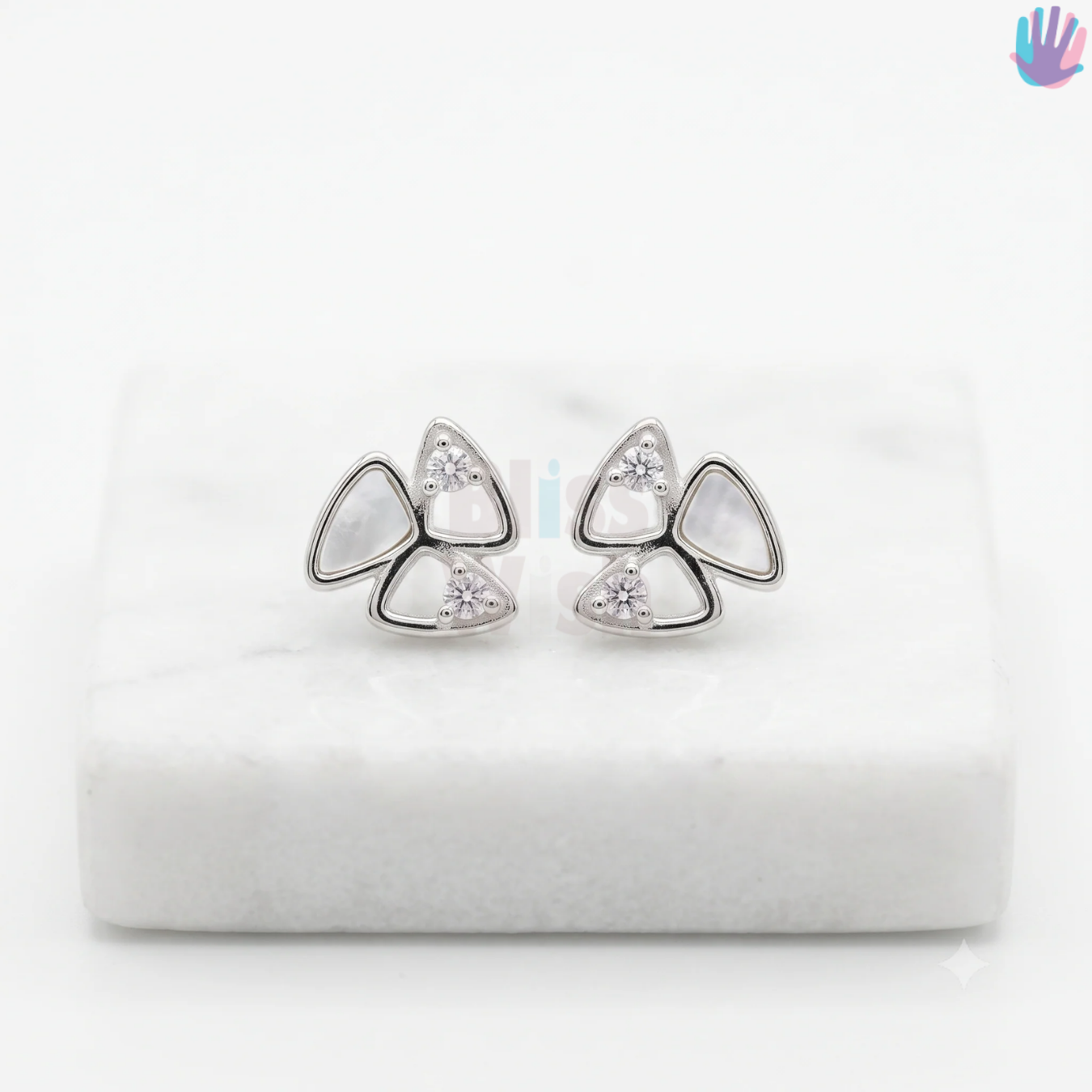 925 Sterling Silver Clover Ear Studs | BlissWish