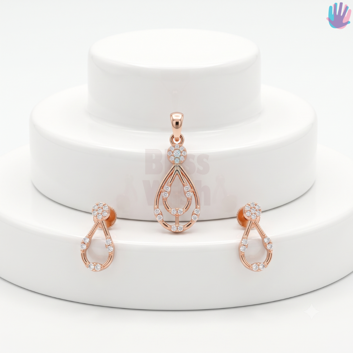 925 Sterling Silver Droplets P Set | BlissWish
