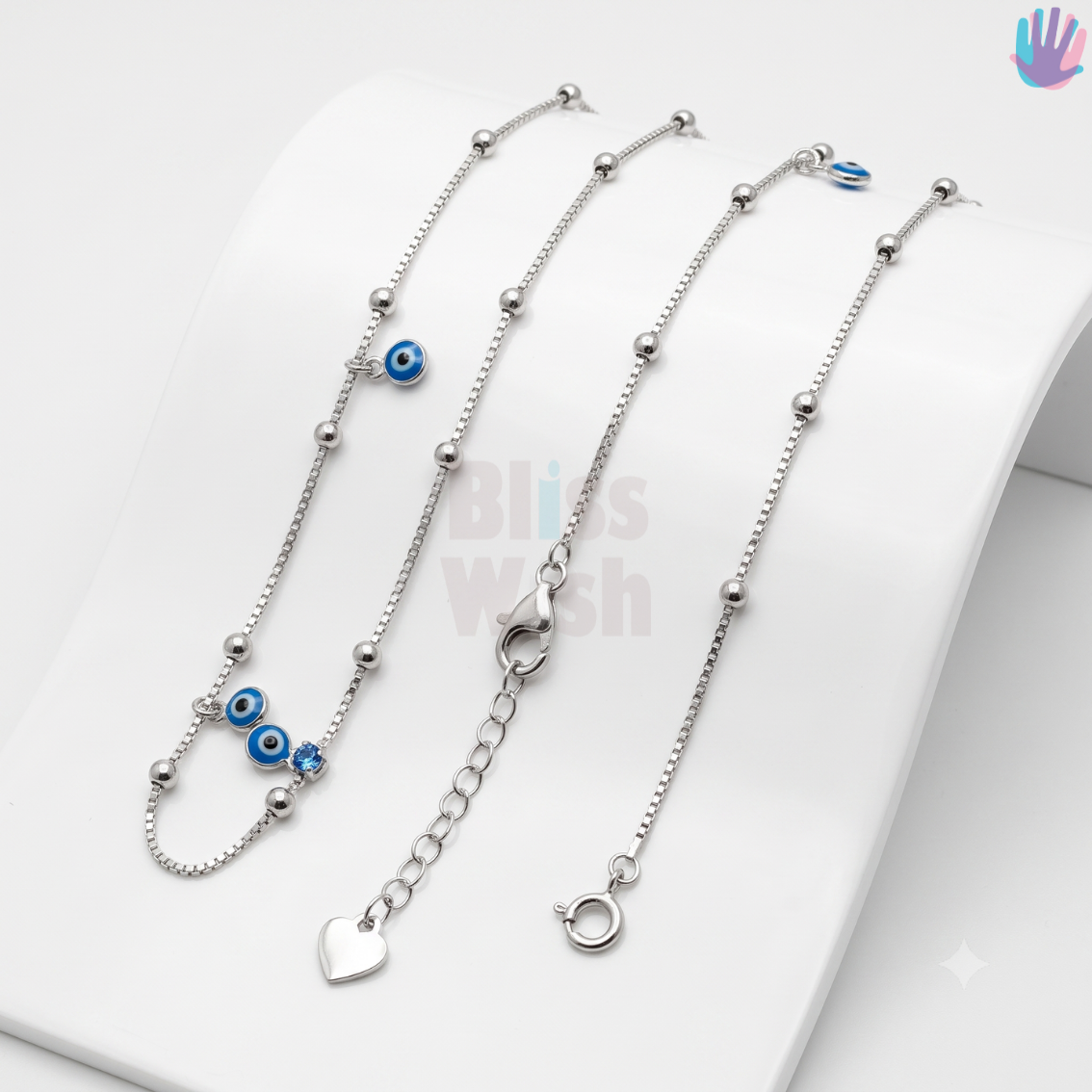 925 Sterling Silver Evil Eye Anklet | BlissWish