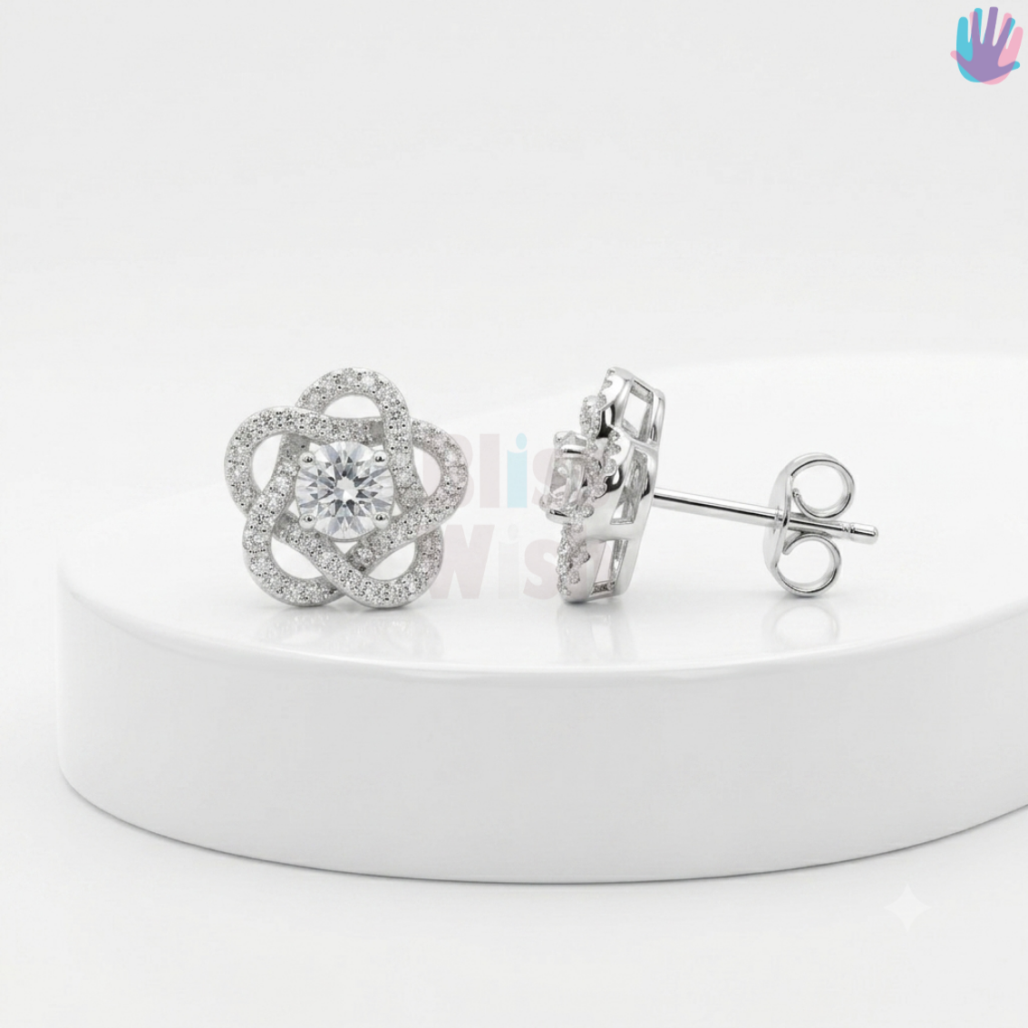 925 Sterling Silver Flower Ear Studs | BlissWish