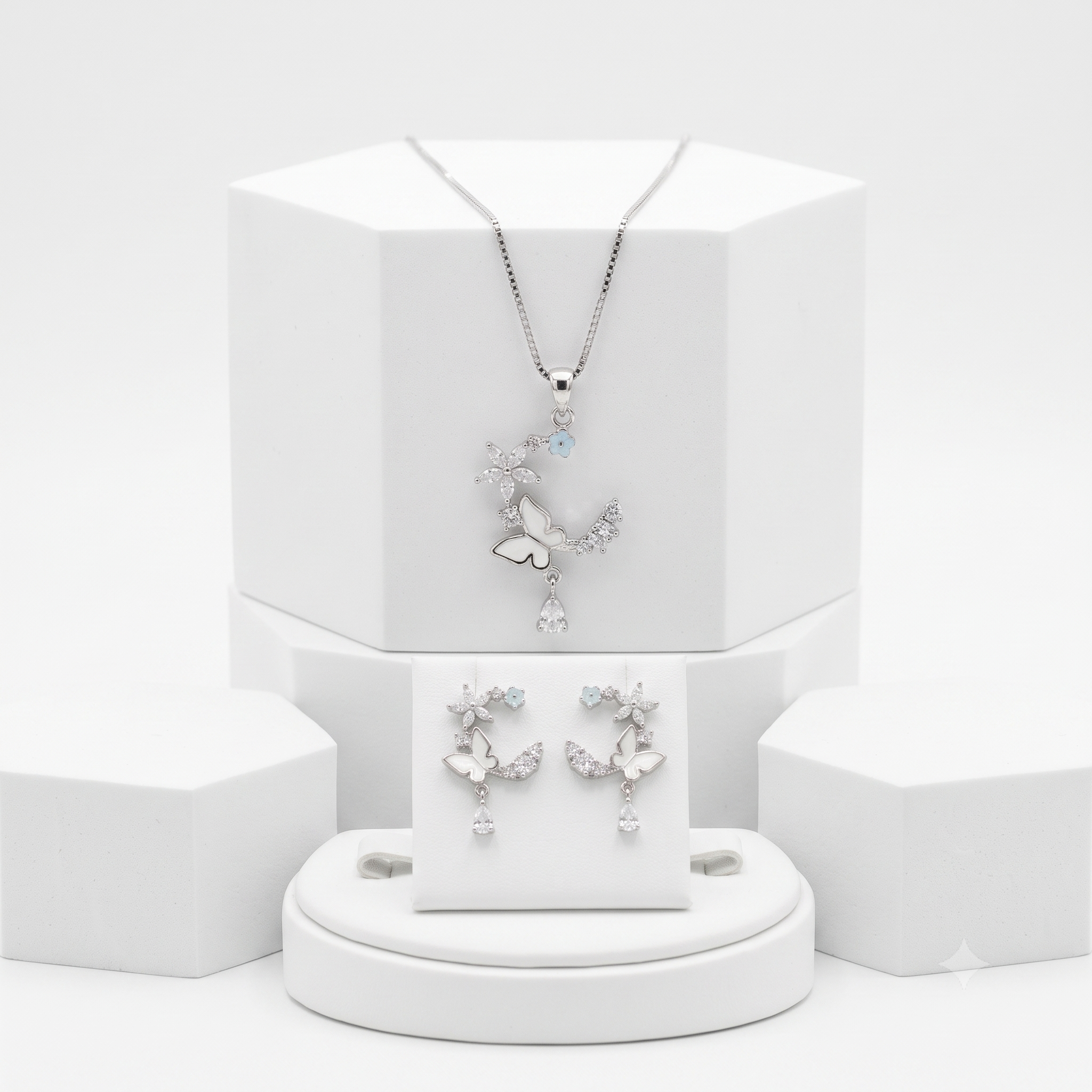 925 Sterling Silver Floral Chain Set | BlissWish