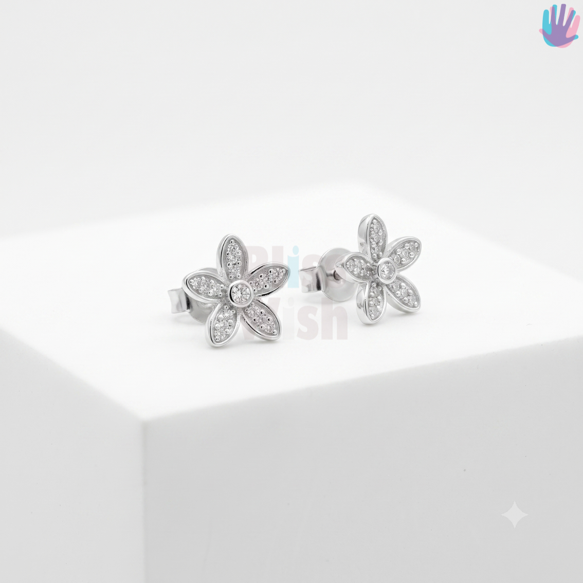 925 Sterling Silver Flower Ear Studs | BlissWish