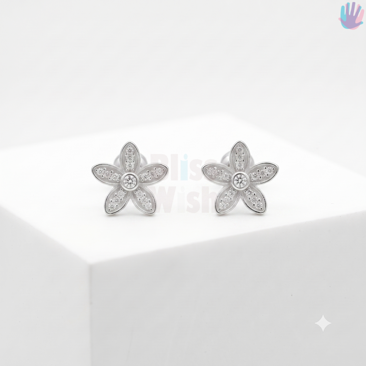 925 Sterling Silver Flower Ear Studs | BlissWish