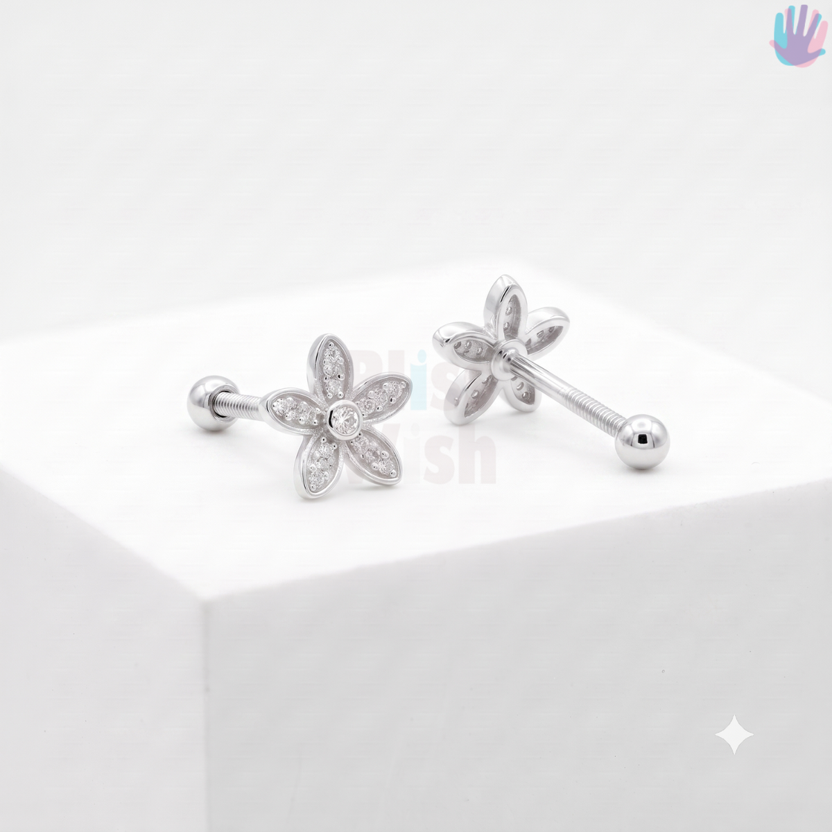 925 Sterling Silver Flower Ear Studs | BlissWish