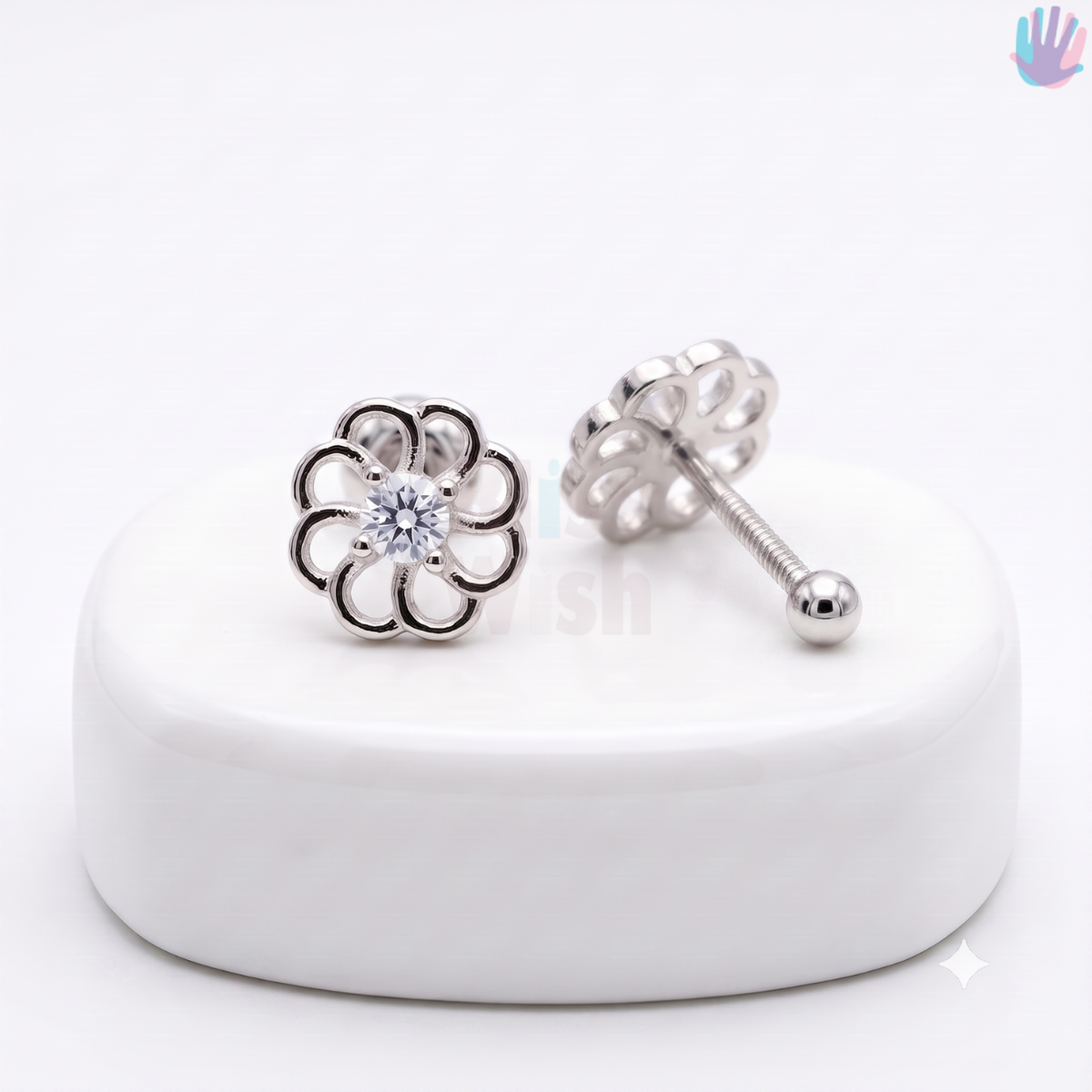 925 Sterling Silver Flower Ear Studs | BlissWish