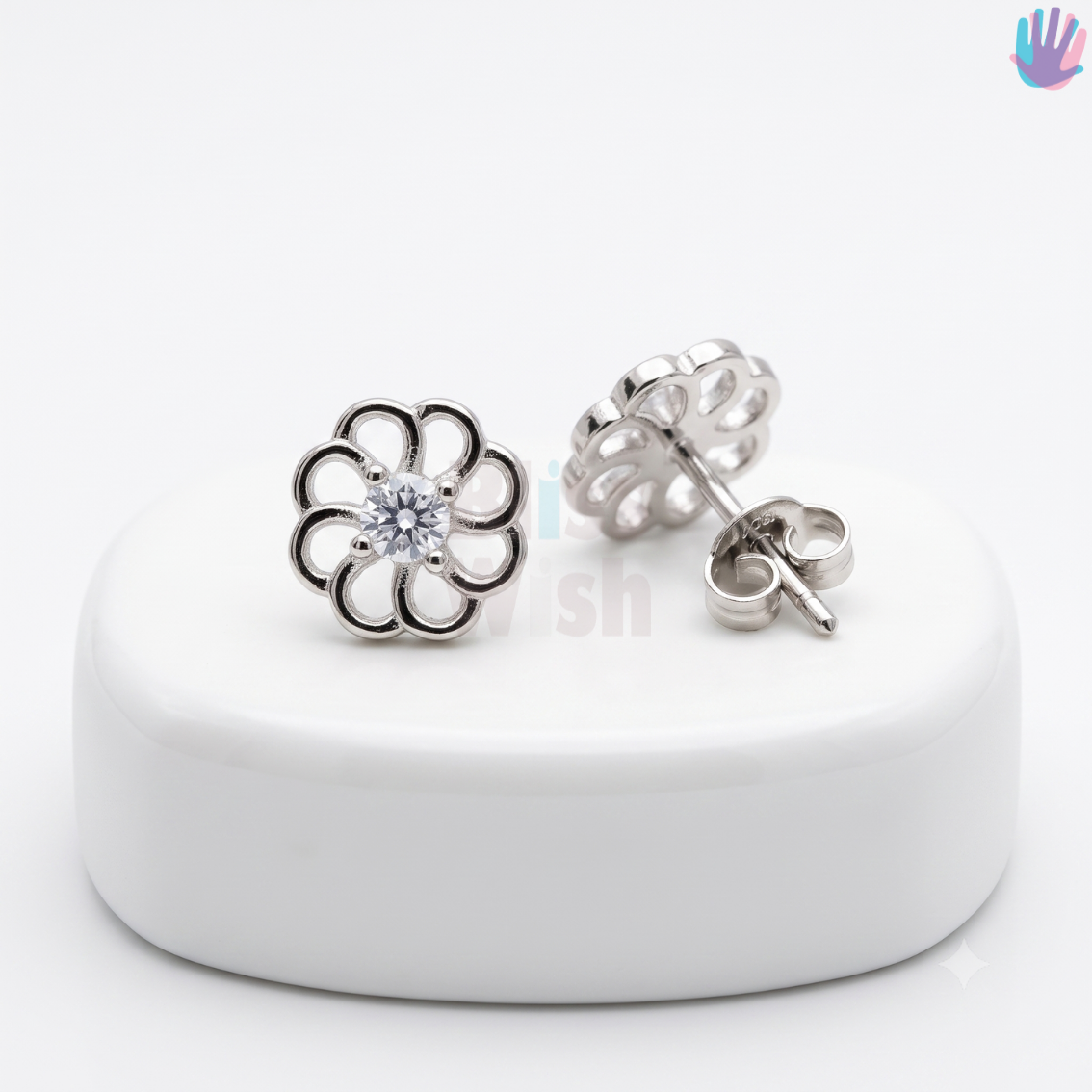925 Sterling Silver Flower Ear Studs | BlissWish