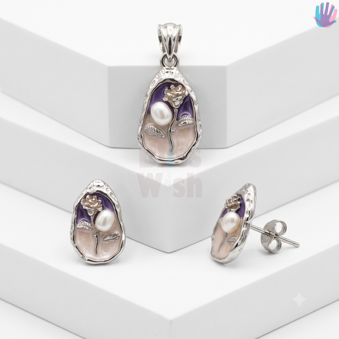 925 Sterling Silver Flower P Set | BlissWish