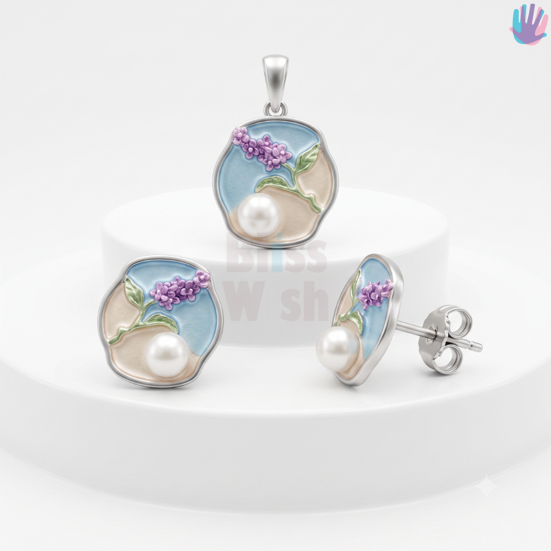925 Sterling Silver Flower P Set | BlissWish
