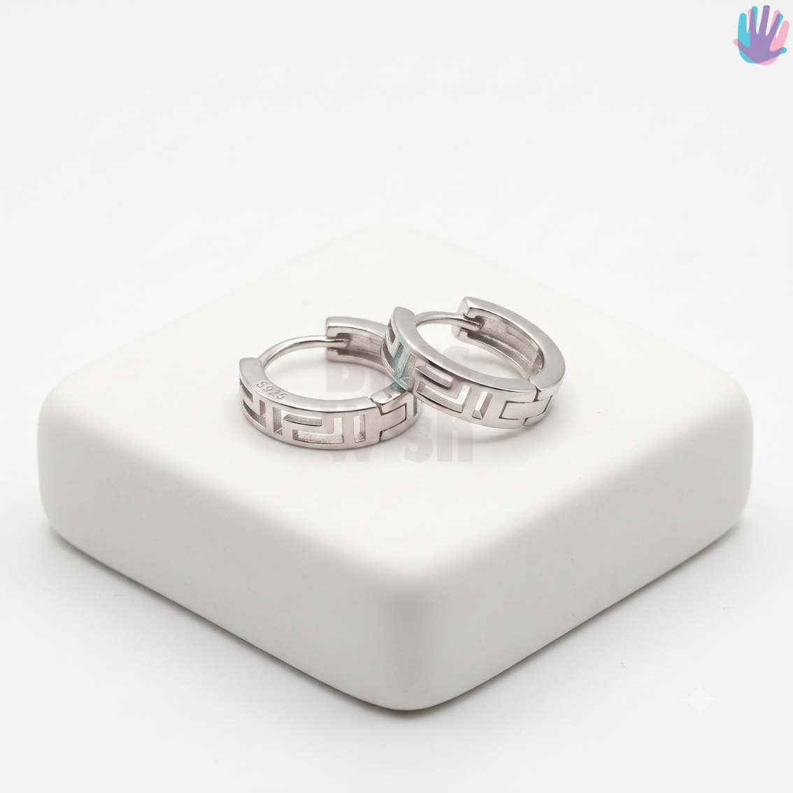 925 Sterling Silver Geometric Hoop Earrings | BlissWish