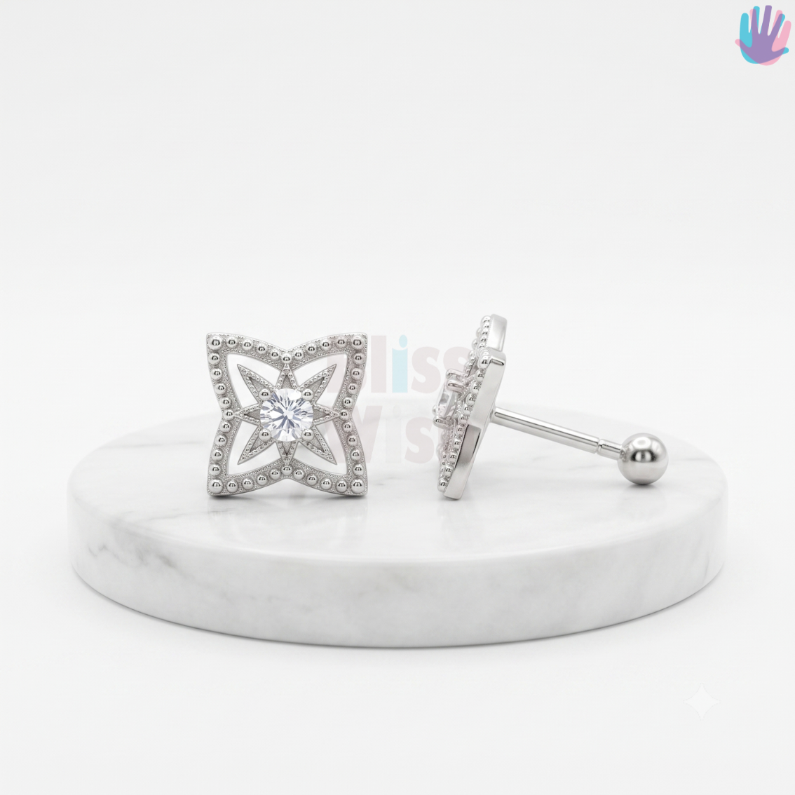 925 Sterling Silver Geometric Ear Studs | BlissWish