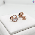925 Sterling Silver Hexagon Ear Studs | BlissWish