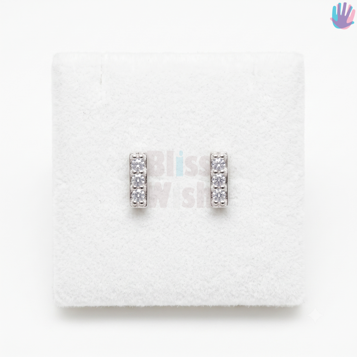 925 Sterling Silver Rectangle Ear Studs | BlissWish