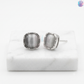 925 Sterling Silver Square Bezel Ear Studs | BlissWish
