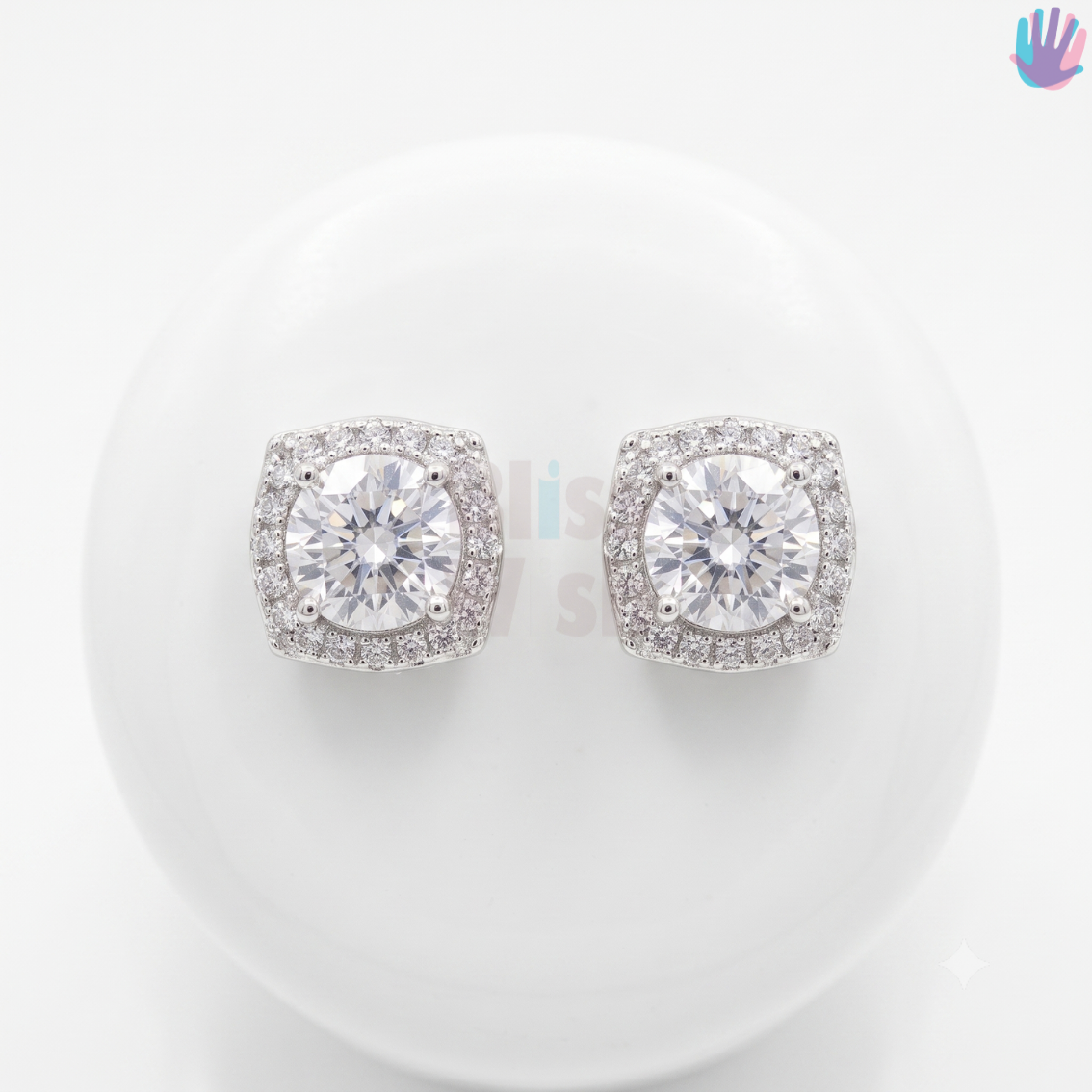 925 Sterling Silver Square Ear Studs | BlissWish