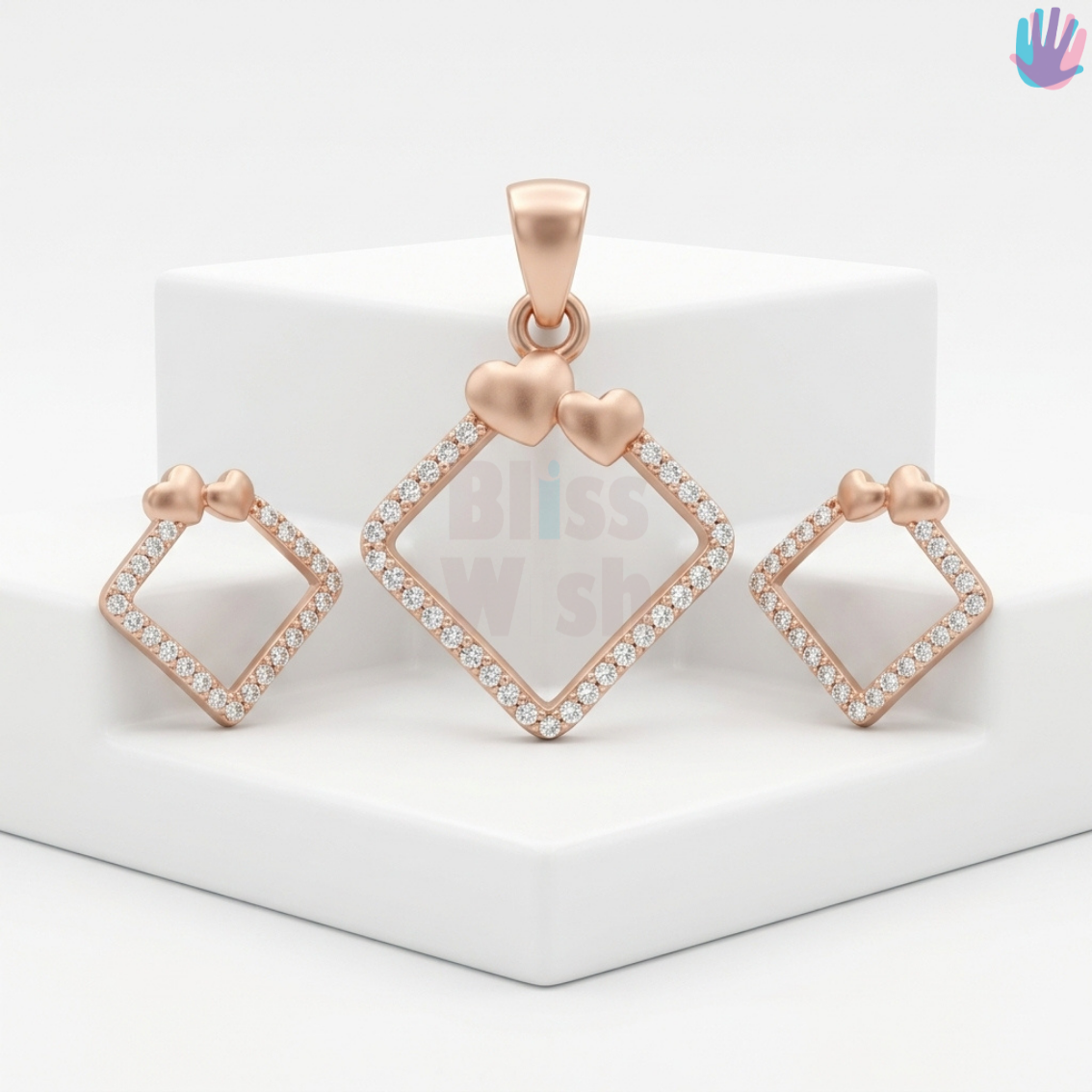 925 Sterling Silver Square P Set | BlissWish