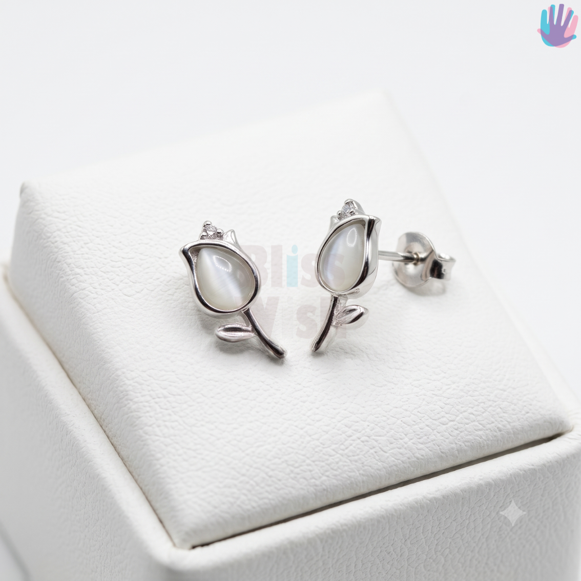 925 Sterling Silver Tulip Ear Studs | BlissWish