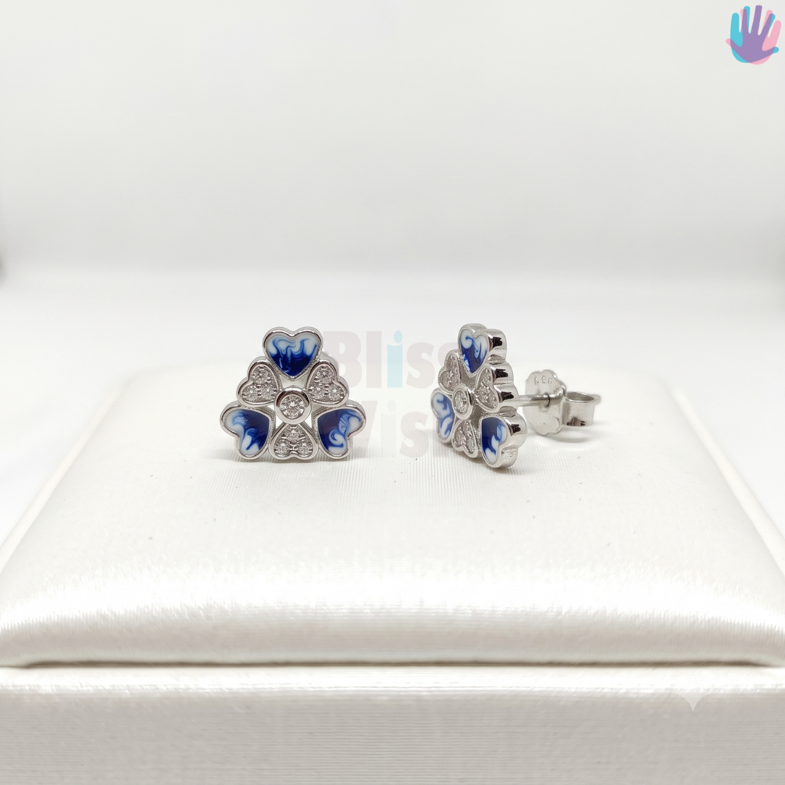 925 Sterling Silver Trefoil Flower Ear Studs | BlissWish