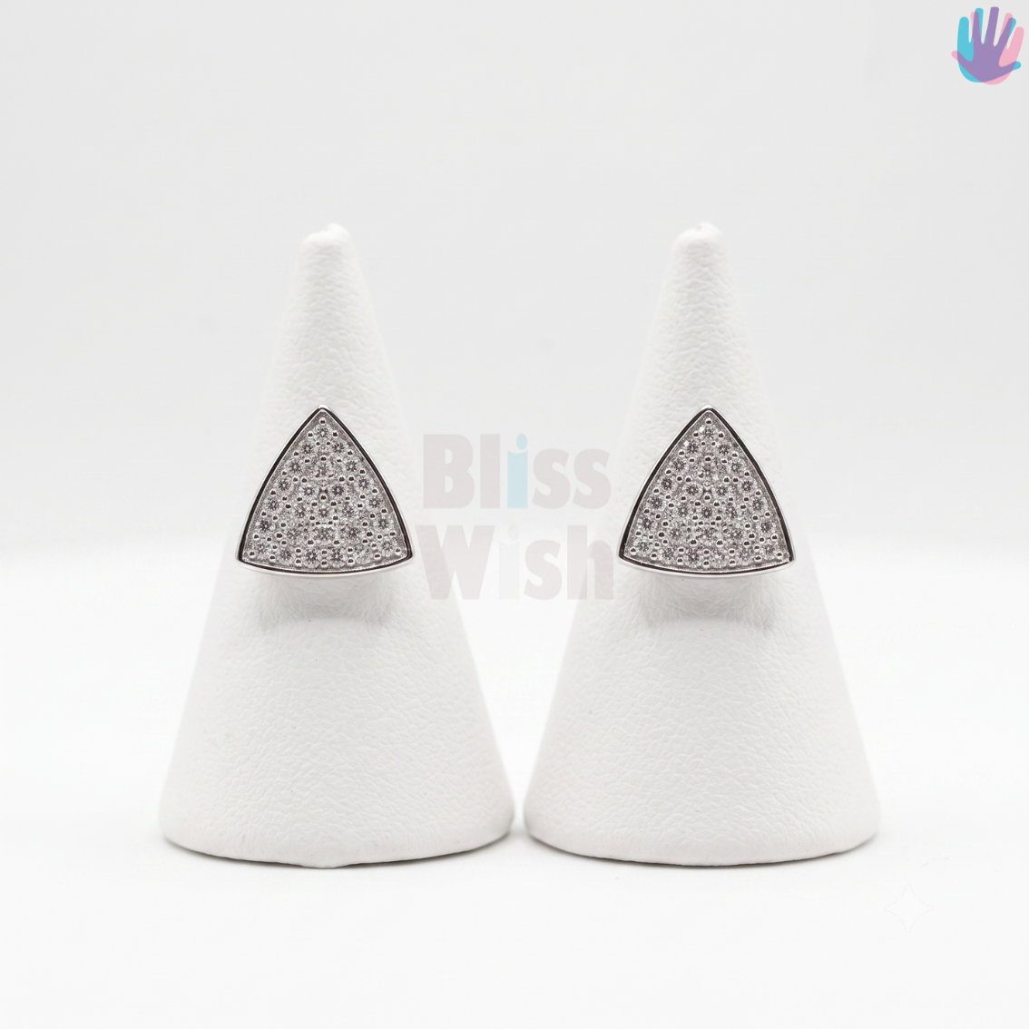 925 Sterling Silver Triangle Ear Studs | BlissWish