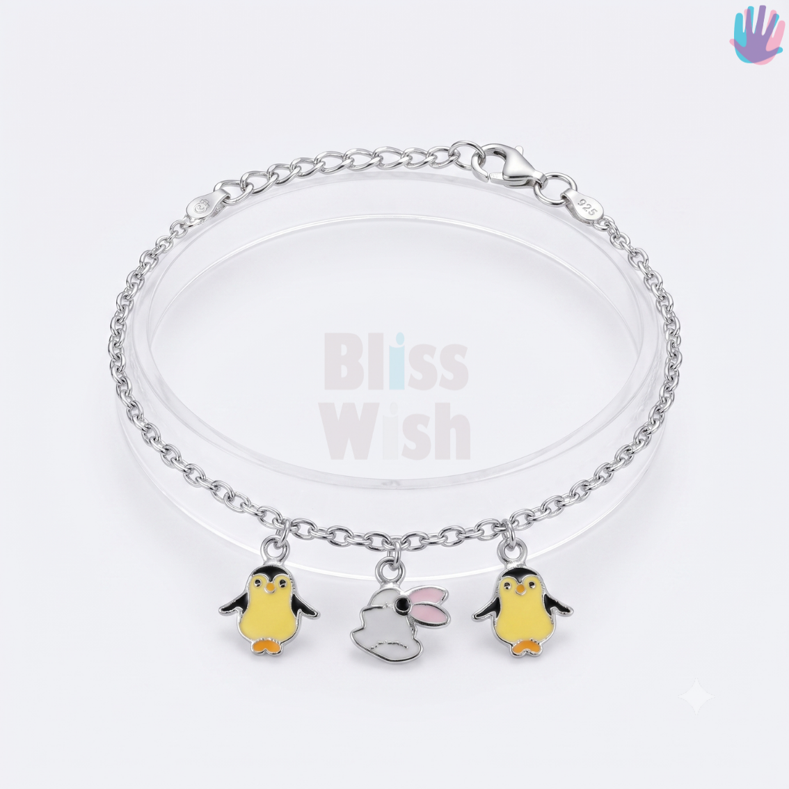 925 Sterling Silver Yellow Penguin Kids Bracelet or Anklet | BlissWish
